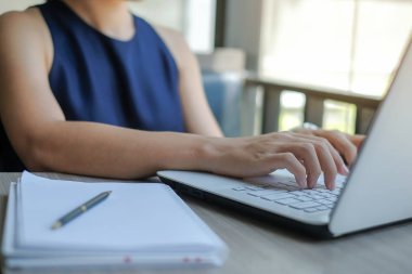 İşkadını dizüstü kullanarak analiz pazarlama planı için mali rapor ve grafik grafik Yöneticisi'ni hesaplamak. İş, finans ve muhasebe kavramları