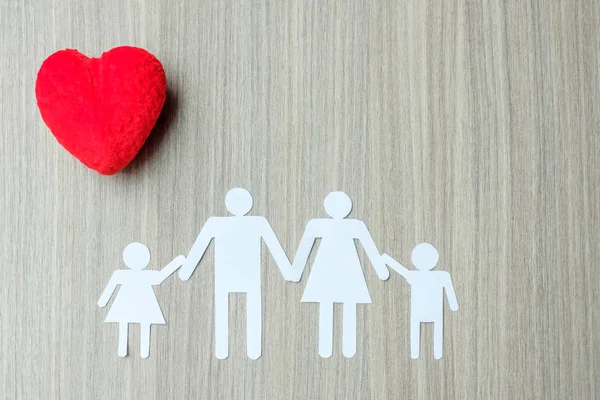 Rotes Herz Und Familie Gesundheits Und Versicherungskonzept — Stockfoto