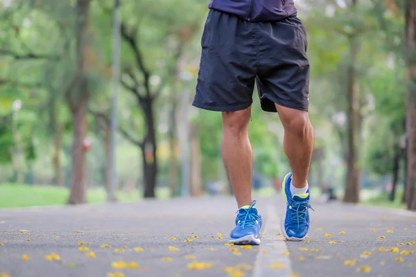 Young Fitness Man Legs Walking Park Outdoor Male Runner Running — Stock Photo, Image