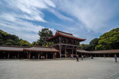 Meiji jingu Tapınağı, Shibuya, işareti ve popüler turistik yer. 6 Nisan 2018, Tokyo, Japonya