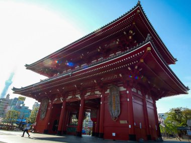 Sensoji veya Asakusa Kannon Tapınağı Asakusa, popüler turistik mekanlar için ve işareti bulunan bir Budist tapınağı var. 7 Nisan 2018, Tokyo, Japonya