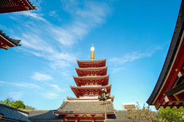 Sensoji veya Asakusa Kannon Tapınağı Asakusa, popüler turistik mekanlar için ve işareti bulunan bir Budist tapınağı var. 7 Nisan 2018, Tokyo, Japonya