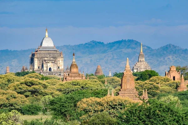 Beautiful morning ancient temples and pagoda in the Archaeologic — Stock Photo, Image