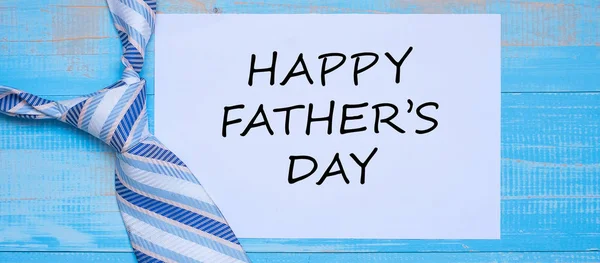 Feliz Dia do Pai com gravatas azuis em fundo de madeira. Int. — Fotografia de Stock