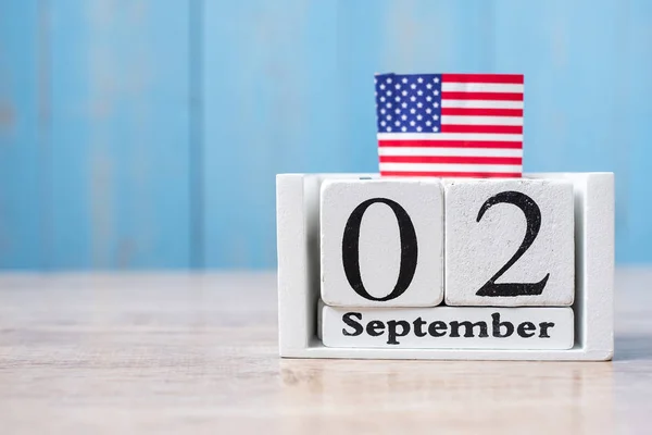 2 September of white Calendar with United States of America flag