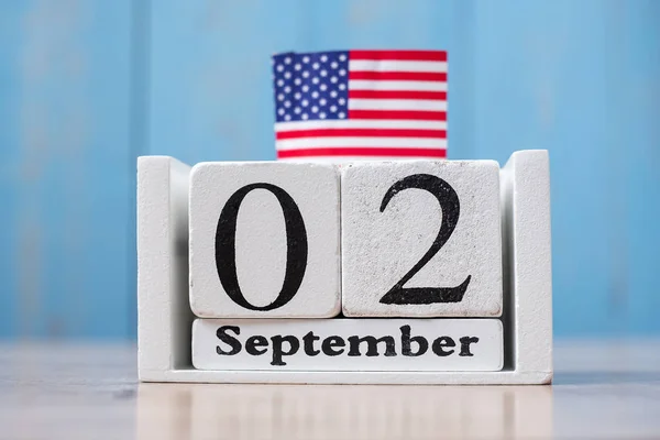 2 September of white Calendar with United States of America flag