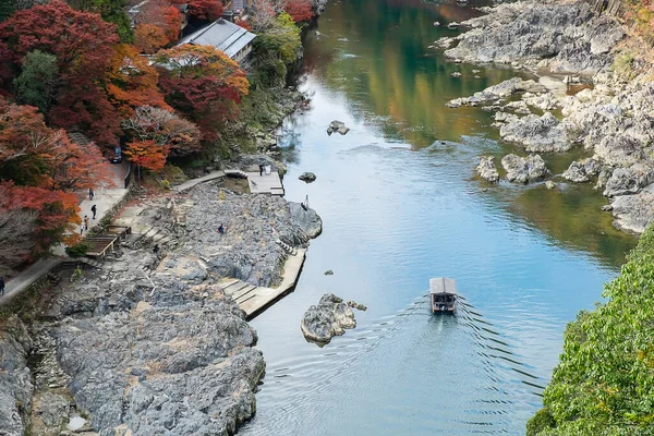 Kleurrijke Bladeren Bergen Katsura Rivier Arashiyama Landschap Oriëntatiepunt Populair Voor — Stockfoto