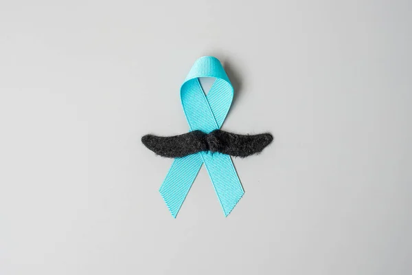Novembro Mês Conscientização Sobre Câncer Próstata Leve Fita Azul Com — Fotografia de Stock