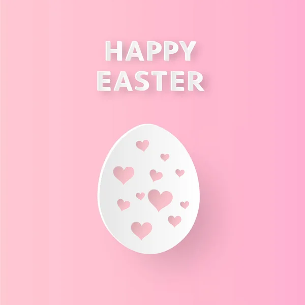 Happy Easter greeting Paper eggs and cut heart shaped that looks — Stock Vector