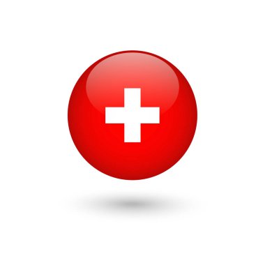 İsviçre bayrağı yuvarlak parlak