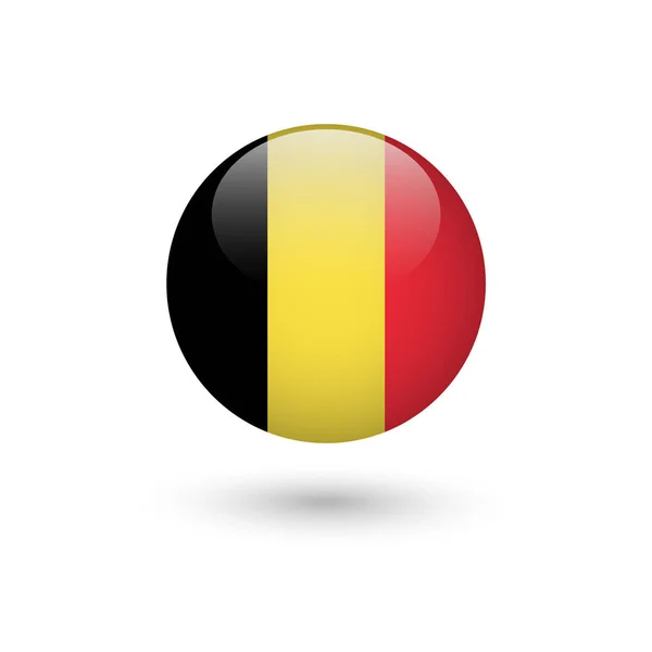 Drapeau Belgique rond brillant — Image vectorielle