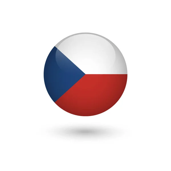 Tsjechische Republiek vlag ronde glanzend — Stockvector