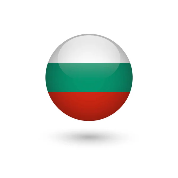 Bulgarische Flagge rund glänzend — Stockvektor