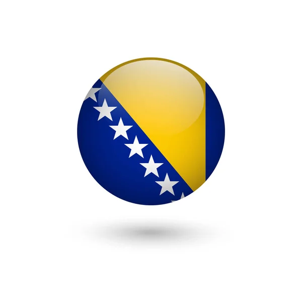 Η Βοσνία και Ερζεγοβίνη σημαία στρογγυλό γυαλιστερό — Διανυσματικό Αρχείο