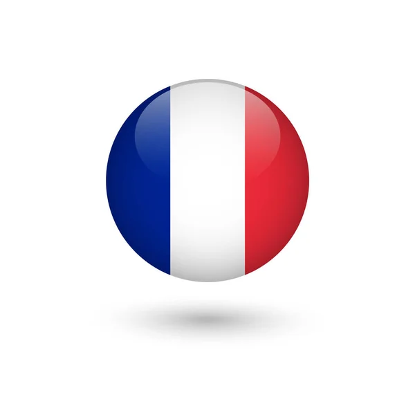Frankrike flagga runda glänsande — Stock vektor