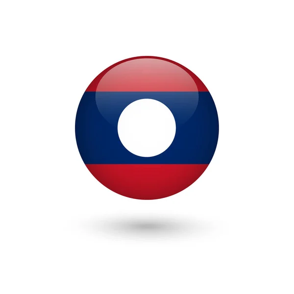 Laos flagga runda glänsande — Stock vektor