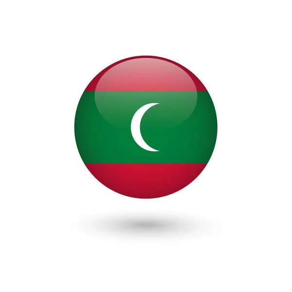 Malediven Flagge rund glänzend — Stockvektor