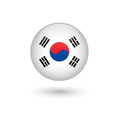 Güney Kore bayrak yuvarlak parlak