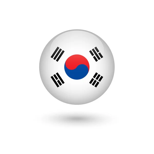 Sydkorea flagga runda glänsande — Stock vektor