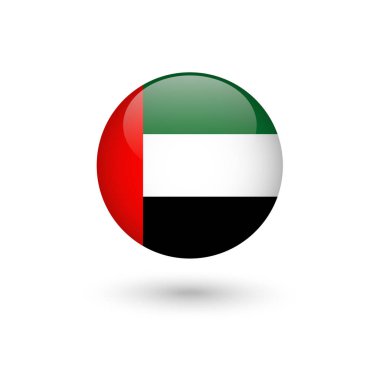 Birleşik Arap Emirlikleri bayrak yuvarlak parlak