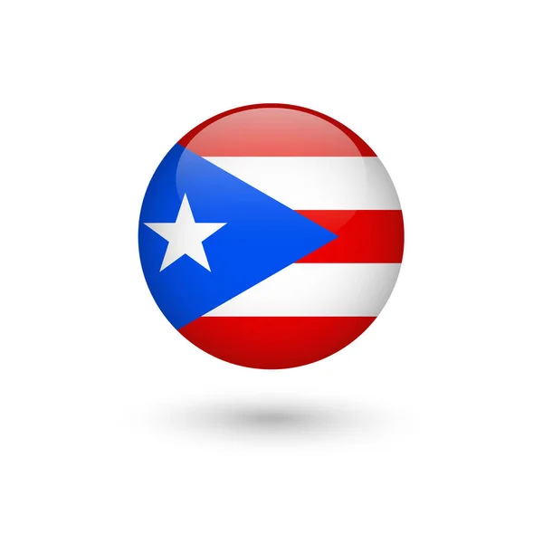 Puerto Rico flag round glossy — Stock Vector