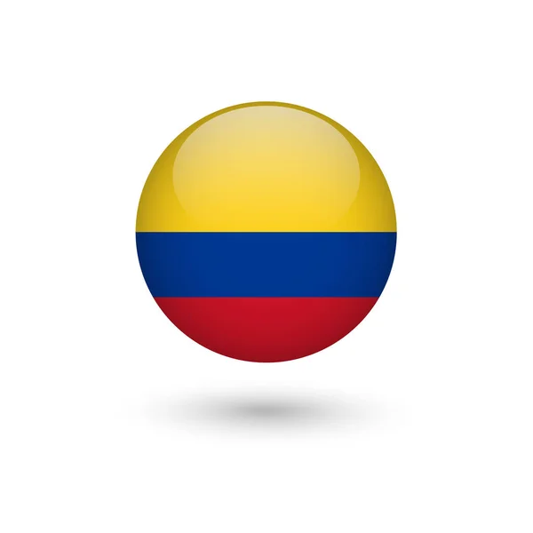Drapeau Colombie rond brillant — Image vectorielle
