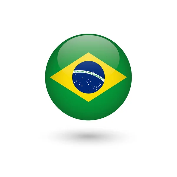 Brazil flag round glossy — Stock Vector