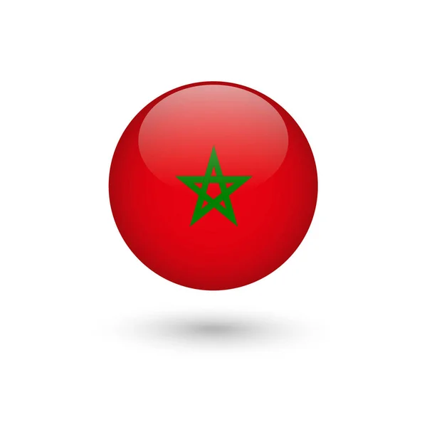 Drapeau Maroc rond brillant — Image vectorielle