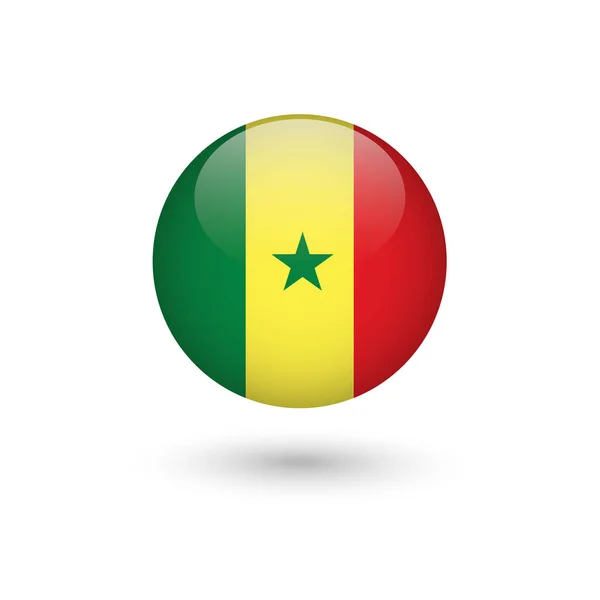 塞内加尔国旗圆光泽 — 图库矢量图片