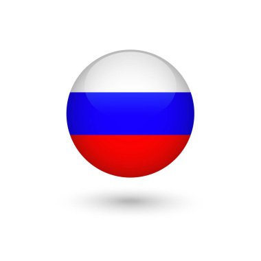 Rusya bayrak yuvarlak parlak