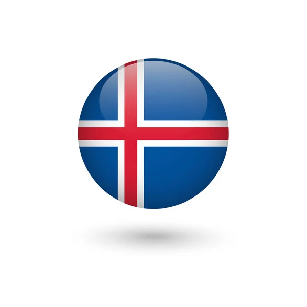 IJsland vlag ronde glanzend — Stockvector
