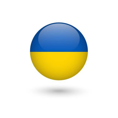 Ukrayna bayrak yuvarlak parlak