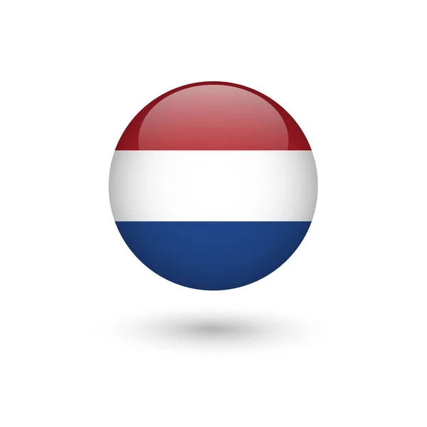 Nederlandse vlag ronde glossy — Stockvector