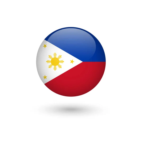 Fülöp-szigetek zászló kerek fényes — Stock Vector