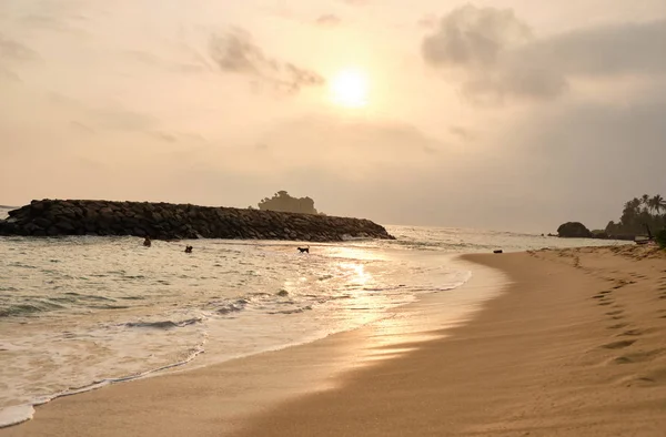 Praia Midigama Sri Lanka Belo Pôr Sol Uma Vista Incrível — Fotografia de Stock