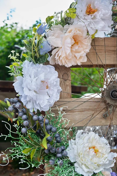 A decoração do interior. Decorações de casamento. Rústico. Detalhes — Fotografia de Stock