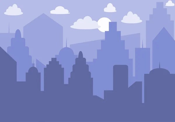 Skyline Ciudad Paisaje Urbano Silueta Ciudad Azul Paisaje Urbano Estilo — Vector de stock