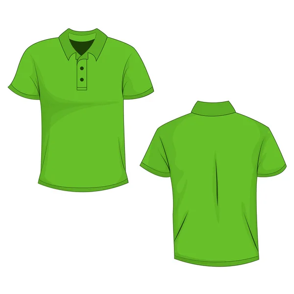 Grünes Polo Shirt Attrappe Oben Vorder Und Rückansicht Isoliert Auf — Stockvektor