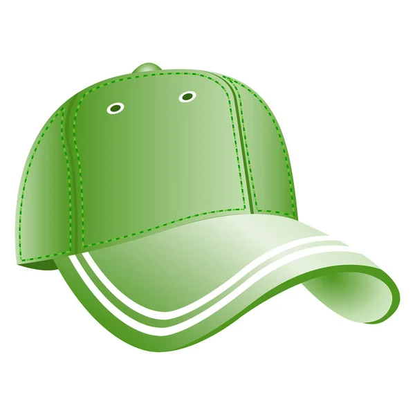 Green Baseball Cap Icon Flat Symbol Isolate White Background Vector — Stock Vector