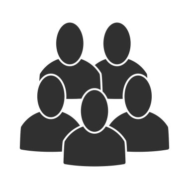 Grup, konferans, Şirket, 5 insanlar, personel düz simgesi. Vektör çizim, Eps10.