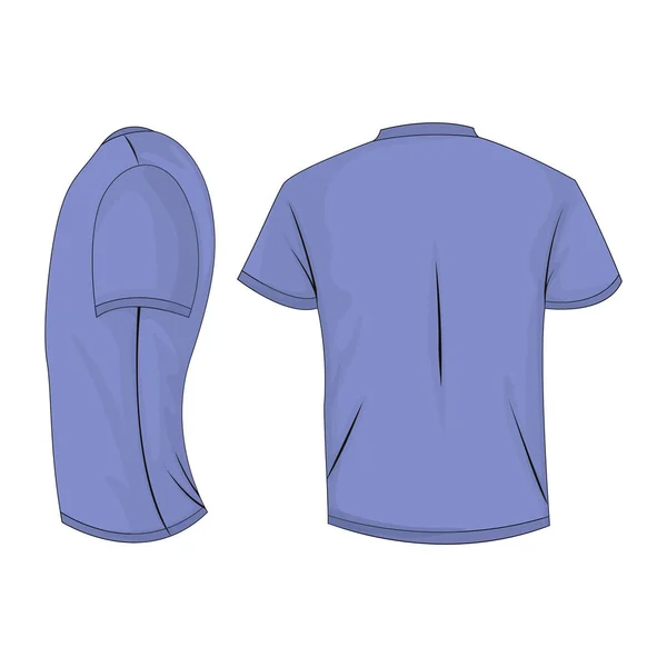 Shirt Dos Homens Lilás Com Mangas Curtas Para Trás Vista —  Vetores de Stock