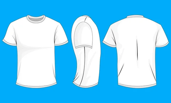 Camiseta Blanca Para Hombre Con Mangas Cortas Frente Atrás Vista — Vector de stock