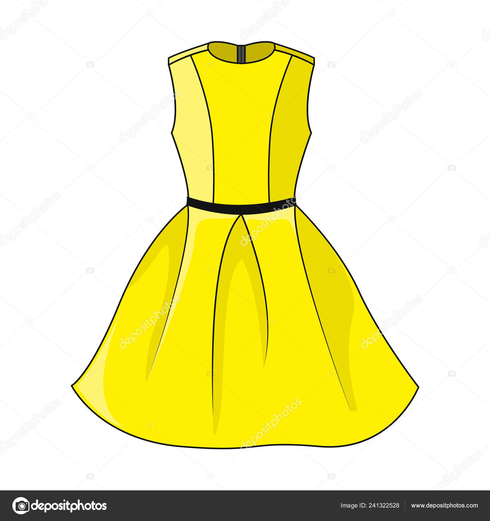 yellow dress with black belt