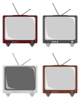 Retro TV'ler ayarlayın. TV uzaktan kumanda, beyaz arka plan üzerinde izole olmadan. Vektör çizim, Eps10.