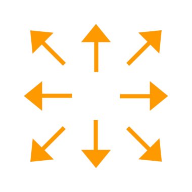 8/8 farklı yönlere turuncu uzun oklar. Vektör çizim, Eps10.