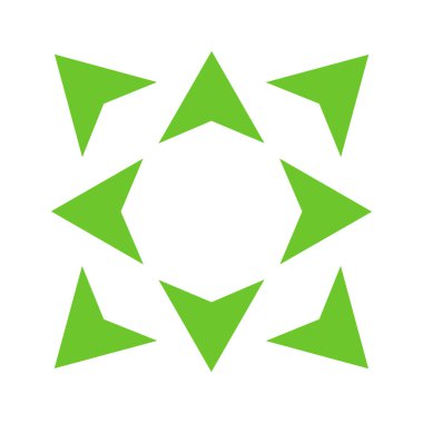 8/8 farklı yönlere yeşil geniş okları. Vektör çizim, Eps10.