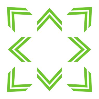 8/8 farklı yönlere yeşil çift ok. Vektör çizim, Eps10.