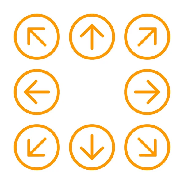 Setas Laranja Círculo Com Direções Diferentes Ilustração Vetorial Eps10 — Vetor de Stock