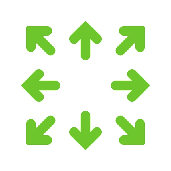 Flechas Verdes Simples Direções Diferentes Ilustração Vetorial Eps10 — Vetor de Stock