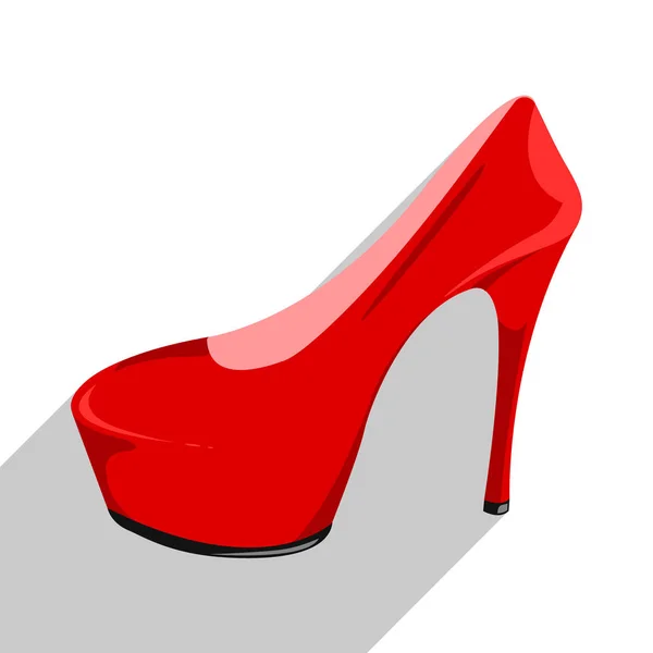 Vrouwen Rood Lakleer Shoe Geïsoleerd Een Witte Achtergrond Het Pictogram — Stockvector